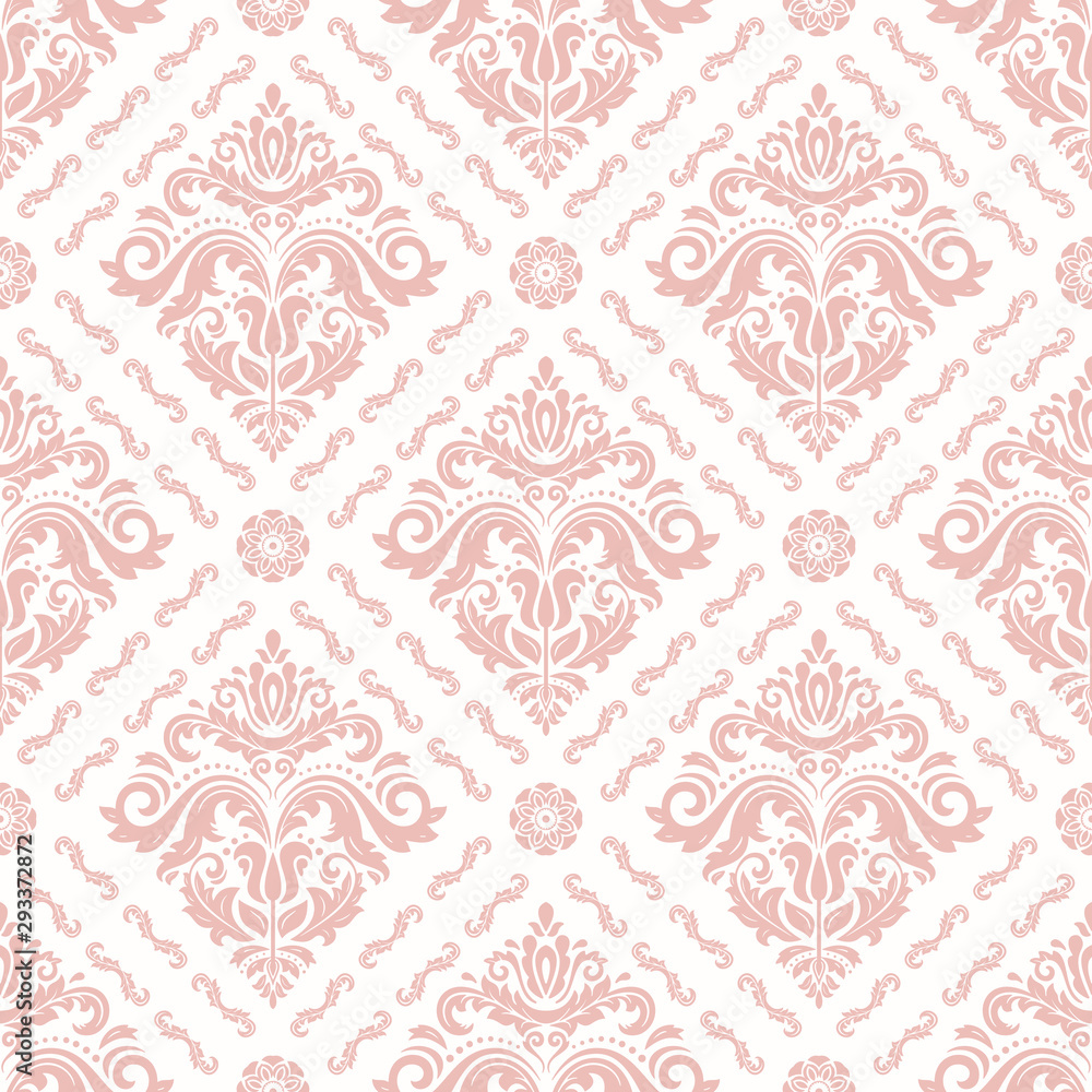 Classic seamless vector pattern. Damask orient light pink ornament. Classic vintage background. Orient ornament for fabric, wallpaper and packaging Classic seamless vector pattern. Damask orient light pink ornament. Classic vintage background. Orient ornament for fabric, wallpaper and packaging