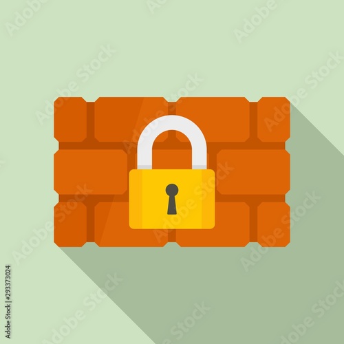 Firewall padlock icon. Flat illustration of firewall padlock vector icon for web design
