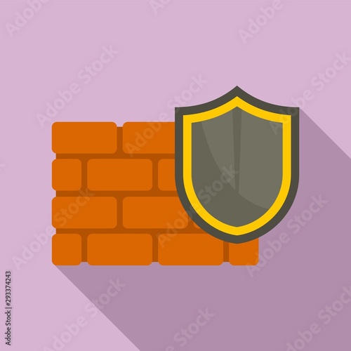 Black shield firewall icon. Flat illustration of black shield firewall vector icon for web design