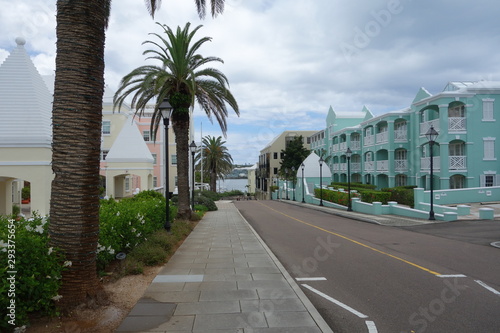 Bermuda citiscape pastel vanishing point street scene