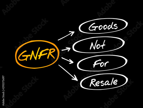 GNFR - Goods Not For Resale acronym, business concept background