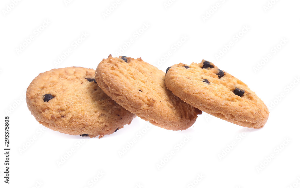 Chocolate chip cookies isolated on white background. Sweet biscuits Chocolate chip cookies isolated on white background. Sweet biscuits