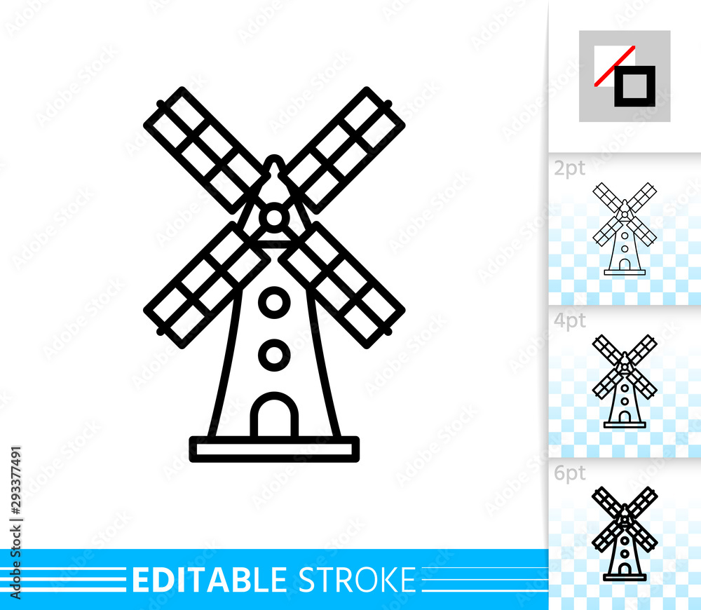 Windmill mill farm simple thin line vector icon Windmill mill farm simple thin line vector icon