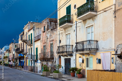 some houses at bad weather Lipari Sicily Italy