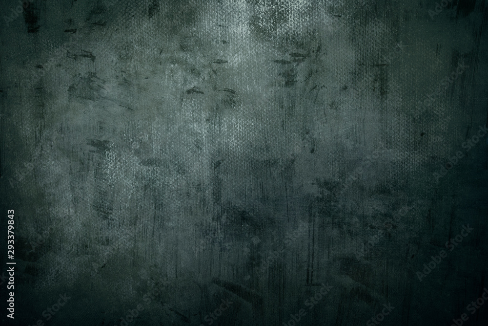 old dark green grungy canvas background or texture