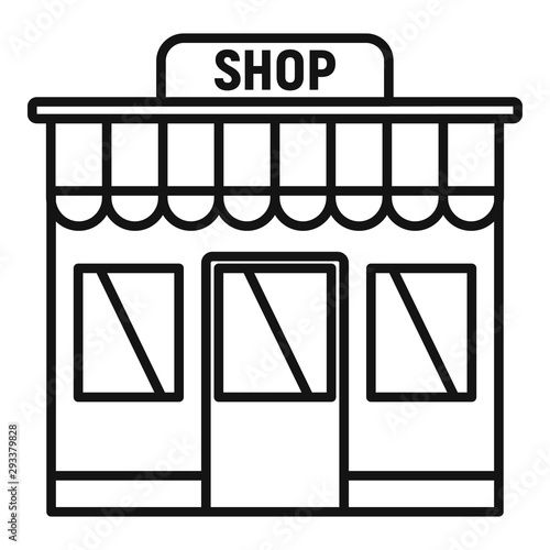 Street shop icon. Outline street shop vector icon for web design isolated on white background