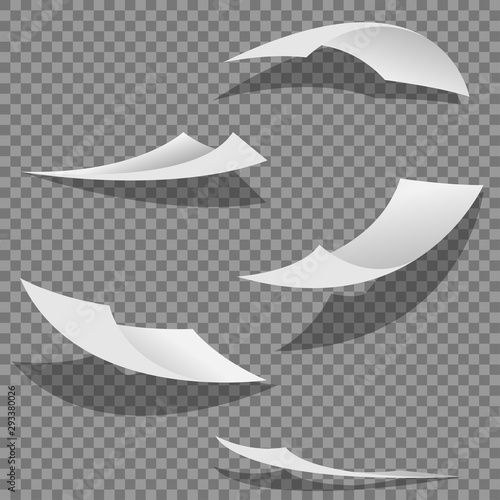 Blank blown paper on a transparent background.