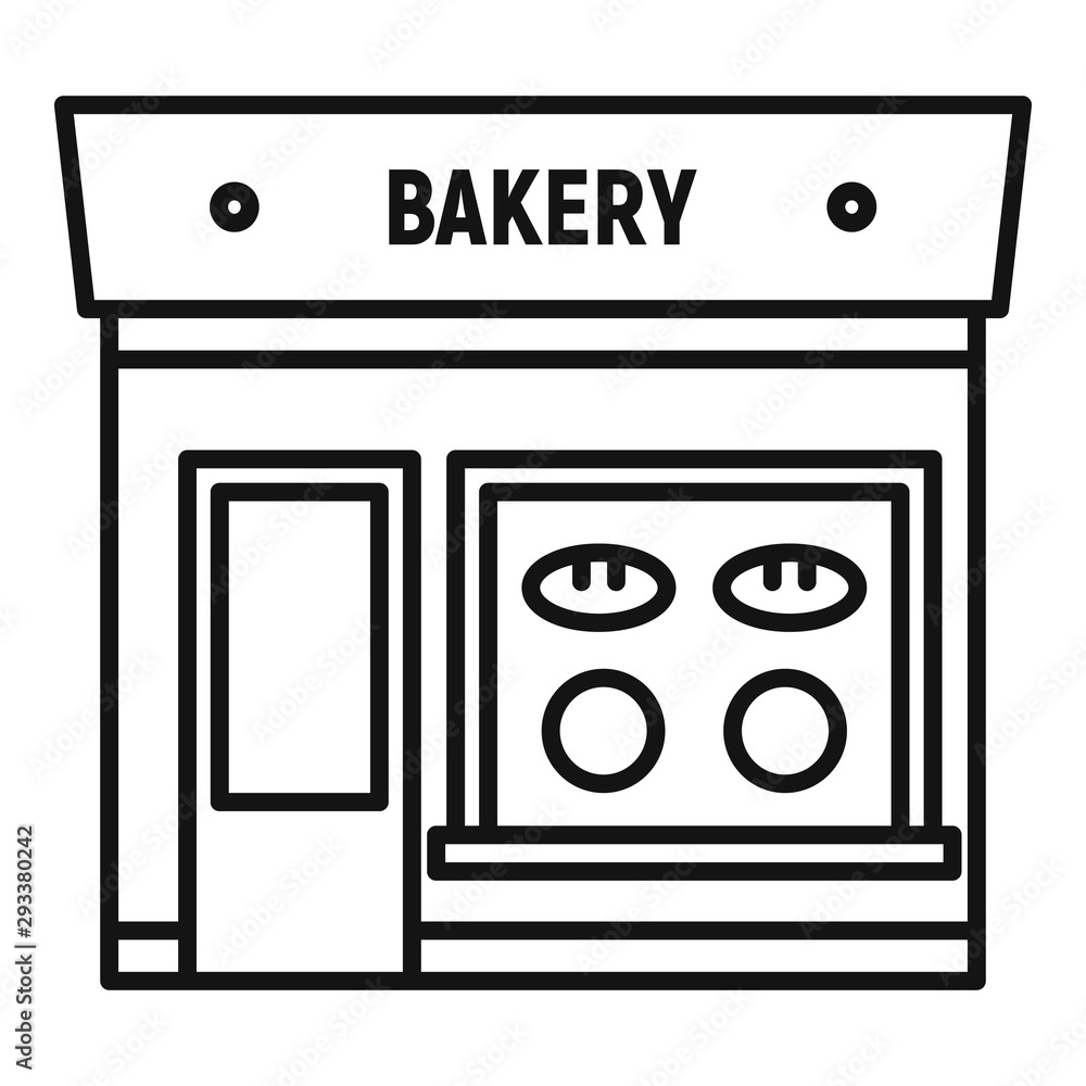 Bakery street shop icon. Outline bakery street shop vector icon for web design isolated on white background Bakery street shop icon. Outline bakery street shop vector icon for web design isolated on white background