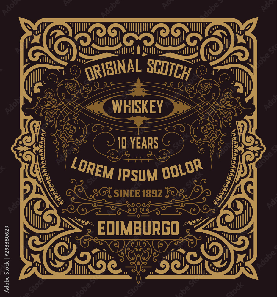 Antique label for whiskey or other products.
