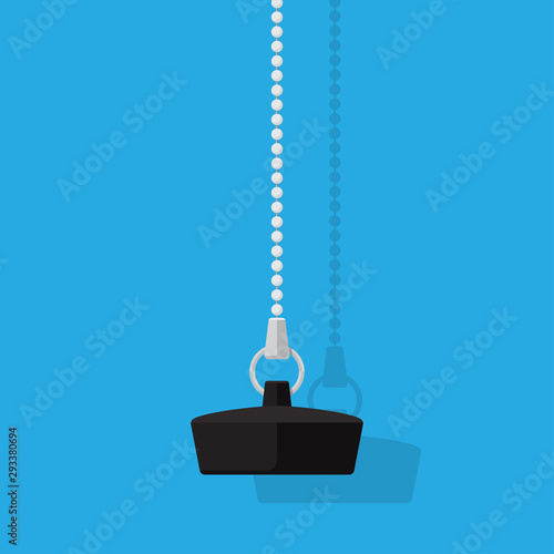 Bathroom plug with chain vector flat design.
