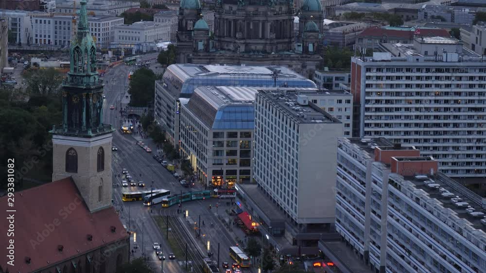 Top view of street and Berlin Cathdral at dusk, Germany. Top view of street and Berlin Cathdral at dusk, Germany.