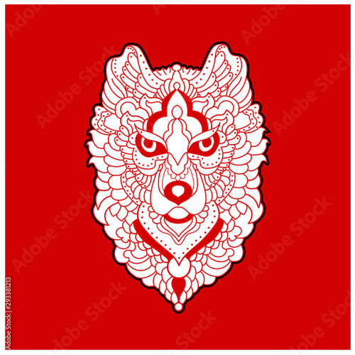 Vector illustration of a lion head mandala for coloring book