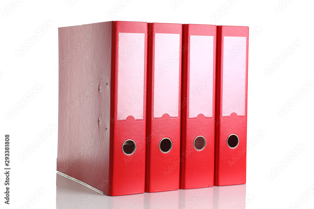 Four red office folder for documents Four red office folder for documents
