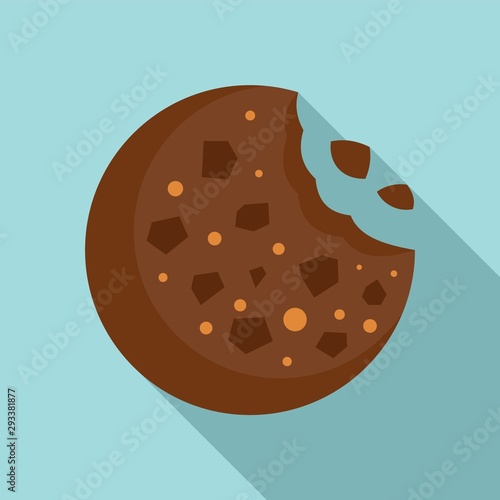 Chocolate cookie icon. Flat illustration of chocolate cookie vector icon for web design