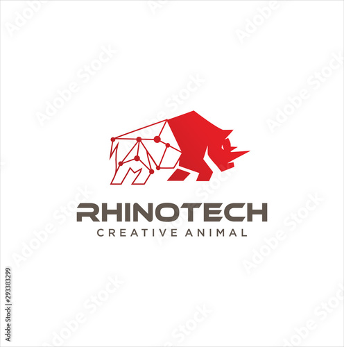 Power Rhino Tech Logo Design Strong  Digital