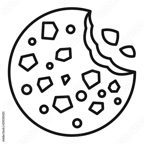 Chocolate cookie icon. Outline chocolate cookie vector icon for web design isolated on white background
