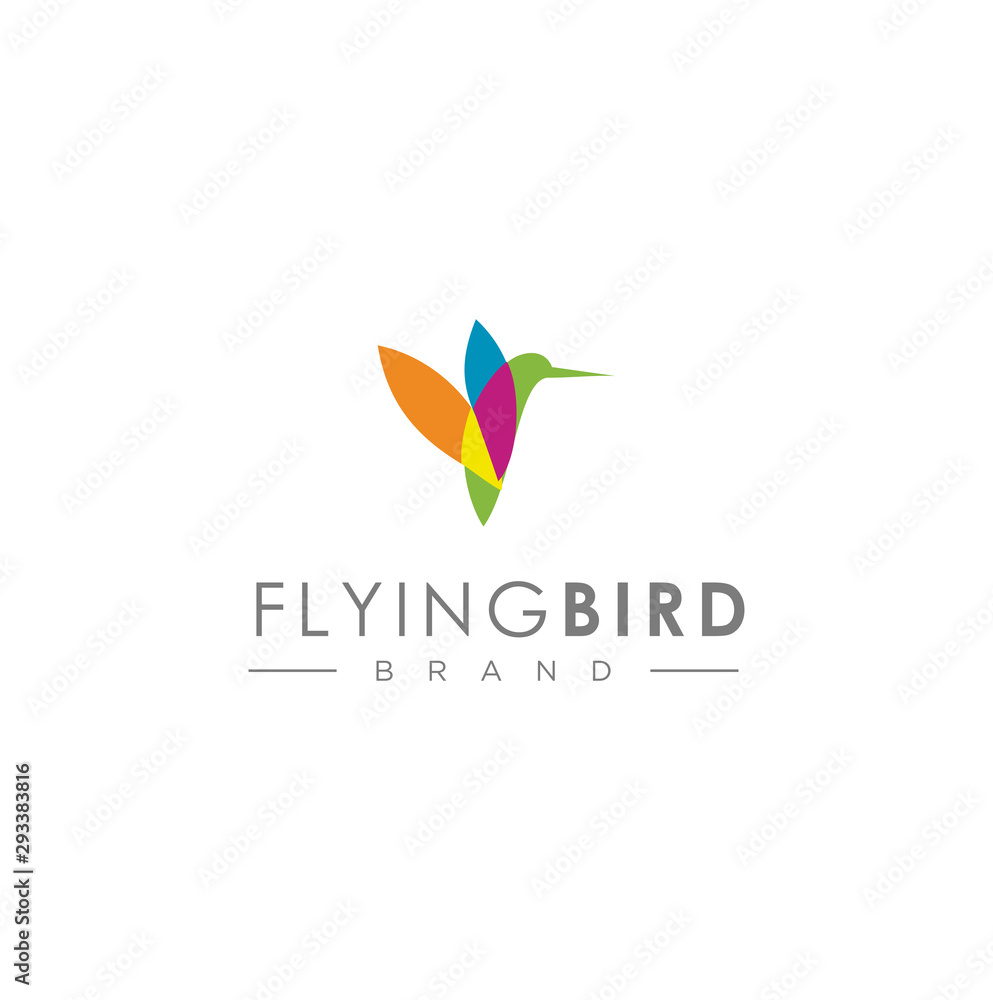 humming Bird Logo Design Creative Color Sign . Fliying Bird Colorful Logo Design Illustration .Fliying Bird colibri hummingbird logo Colorful Design Illustration