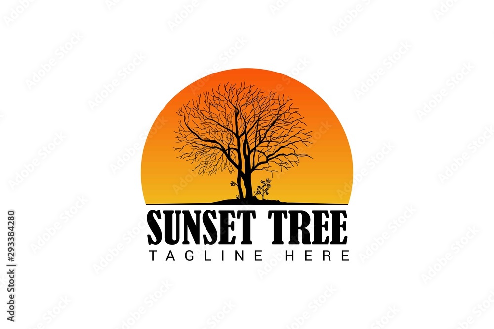 Obraz premium dry tree logo template