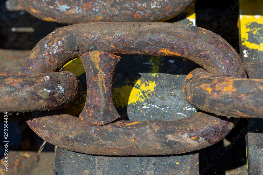 Rusty anchor chain in dry dock Rusty anchor chain in dry dock