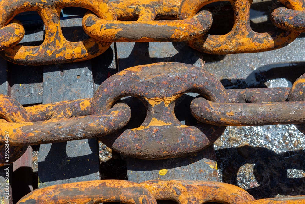 Rusty anchor chain in dry dock Rusty anchor chain in dry dock