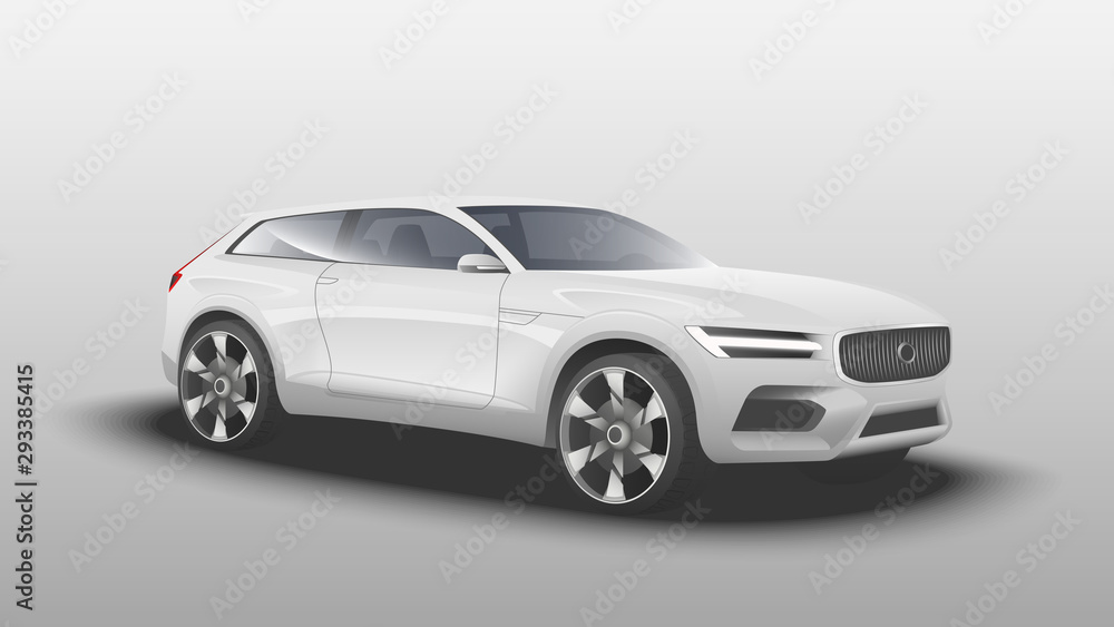 Realistic Design suv. Isolated electric car on white background, Half Side View. Vector illustration. Realistic Design suv. Isolated electric car on white background, Half Side View. Vector illustration.