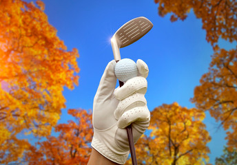 Golf club against a blue sky