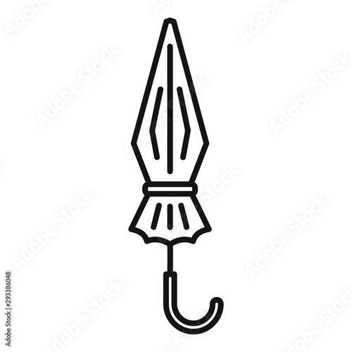 Closed umbrella icon. Outline closed umbrella vector icon for web design isolated on white background