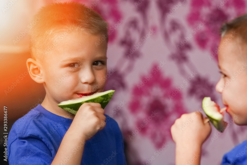 happy baby with watermelon at home happy baby with watermelon at home
