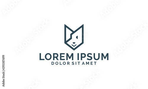 Geometric dog or puppy logo icon template in flat design monogram illustration