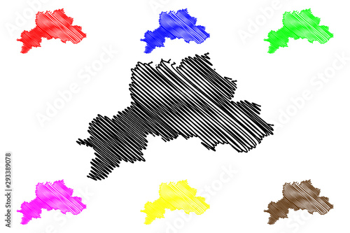 Mogilev Region (Republic of Belarus, Byelorussia or Belorussia, Regions of Belarus) map vector illustration, scribble sketch Mahilyow Voblasts (Province) or Mogilyov Oblast map