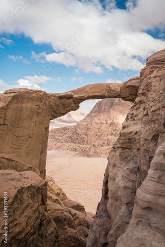 Highest rock bridge in Wadi Rum, southern Jordan