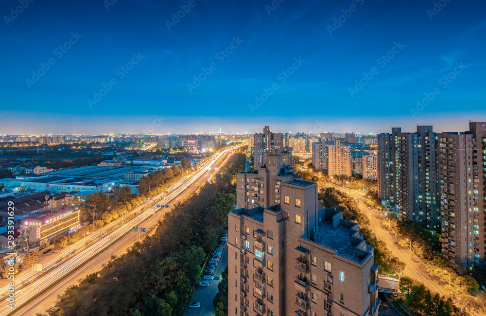 Night view of Baoshan City, Shanghai, China