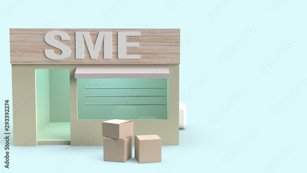  shop and box to transport 3d rendering for sme concept..