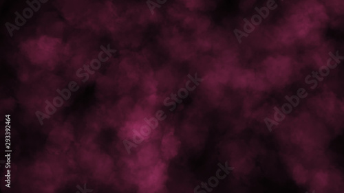 Colorful puffy puffs of smoke on an isolated black background. Overlay VFX Element. Modern colorful turquoise purple light spectrum. Haze background. 3d illustration
