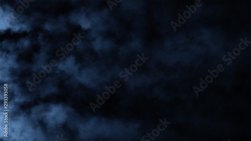 Fast moving puffs of smoke on an isolated black background. Atmospheric smoke 4K Fog effect. VFX Element. Haze background. Abstract smoke cloud. 3d illustration