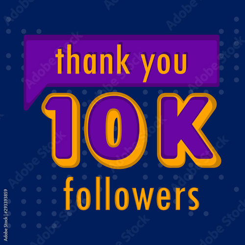 10k followers banner. Thank subscription - Vector illustration