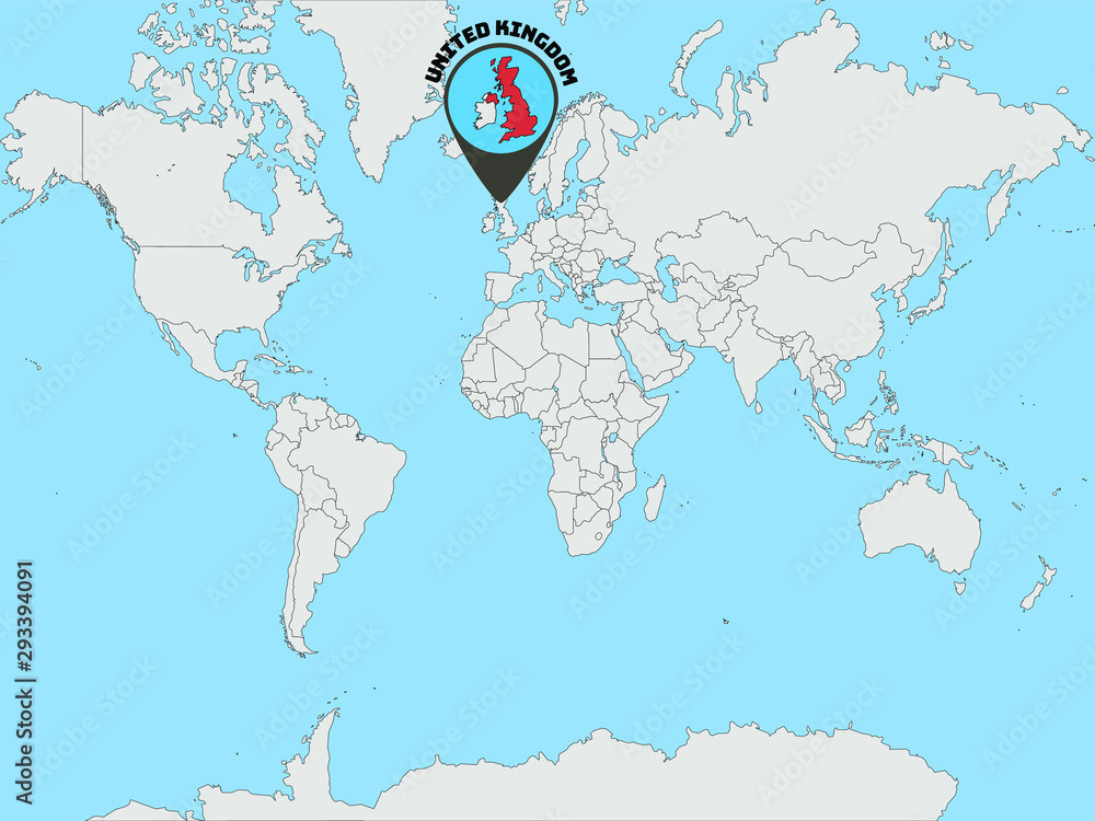 United Kingdom On Map Of World United Kingdom Silhouette On Global World Map With All Continents Europe,  Africa, Asia, America, Geolocation And Contour. Original Colors And  Proportion. Vector Illustration Eps10, From Countries Set. Stock Vector |  Adobe Stock