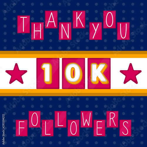 10k followers banner. Thank subscription - Vector illustration