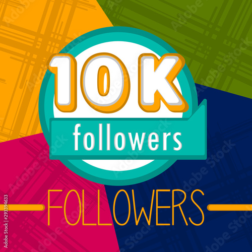 10k followers banner. Thank subscription - Vector illustration