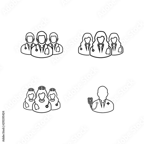 Wallpaper Mural Medical Team line icon set. Vector EPS. Torontodigital.ca