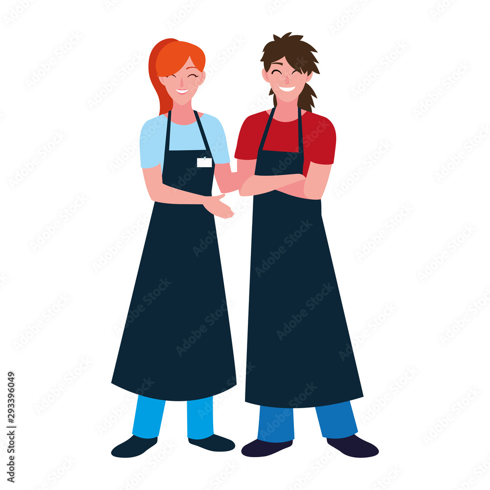 Obraz premium Isolated seller man and woman vector design
