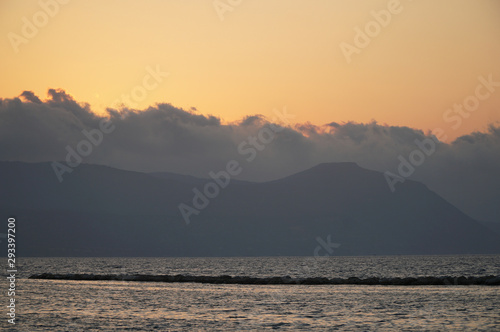 Sunset on the Mediterranean coast in the mountains