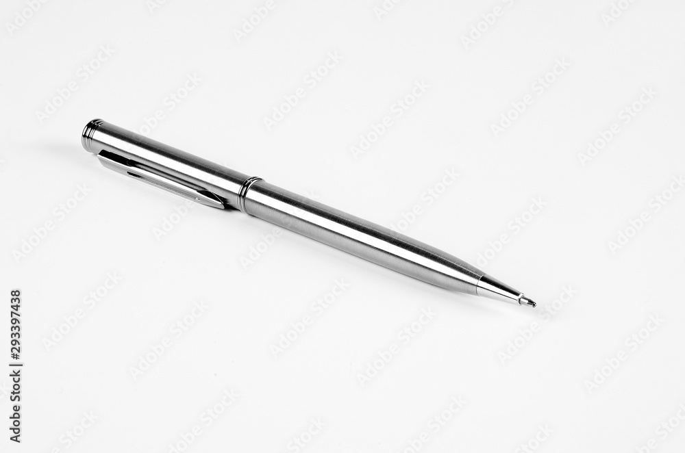 Steel made ball pen on white ground isolated Steel made ball pen on white ground isolated