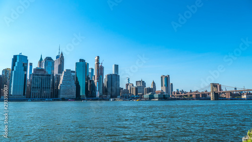 River in front of skyscrapers in New York