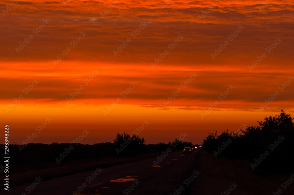 Beautiful hot sky in vibrant sunset colors