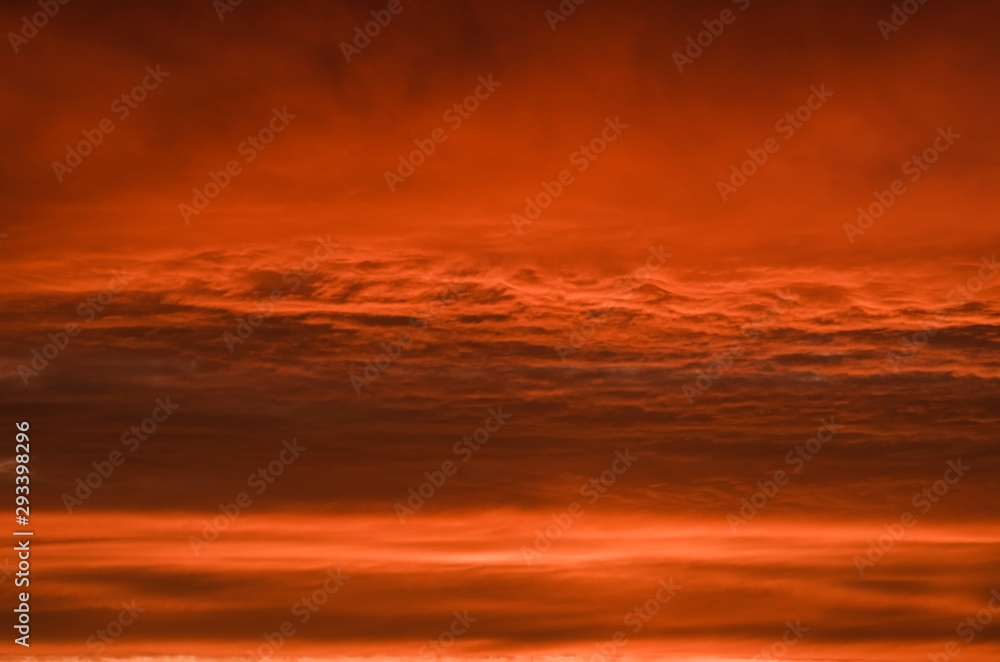 Burning sky in bright colors of sunset