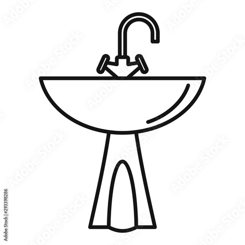 Washbasin icon. Outline washbasin vector icon for web design isolated on white background