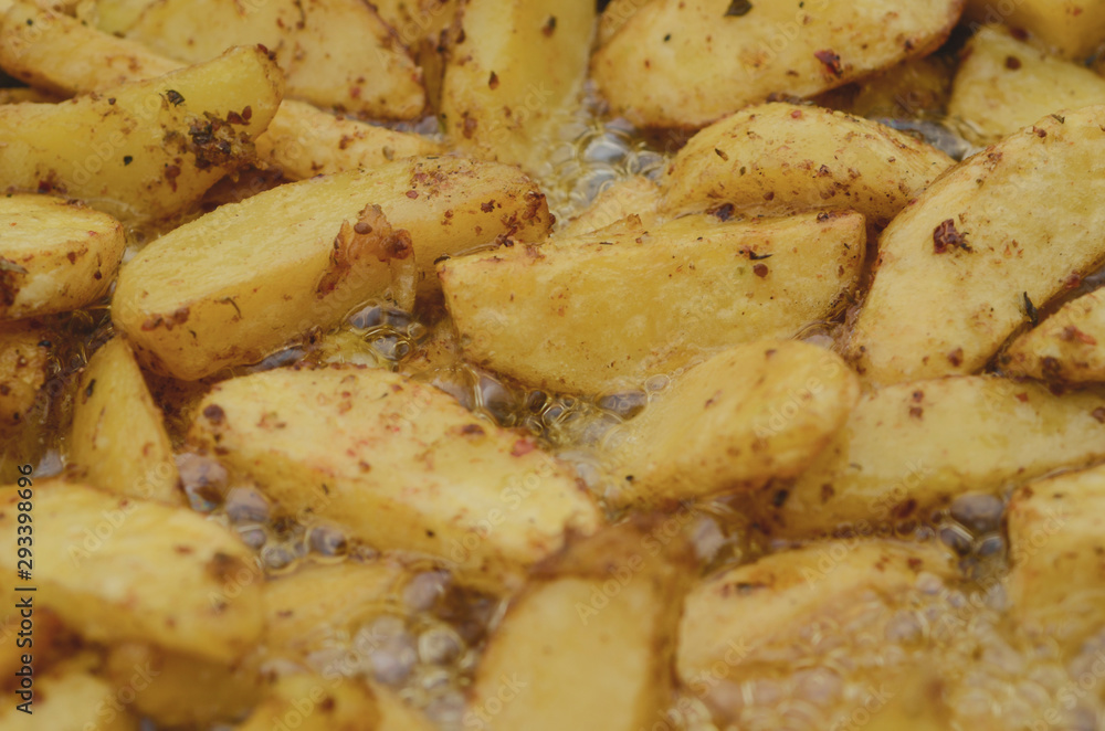 Potatoes with natural seasonings are fried in sunflower oil Potatoes with natural seasonings are fried in sunflower oil