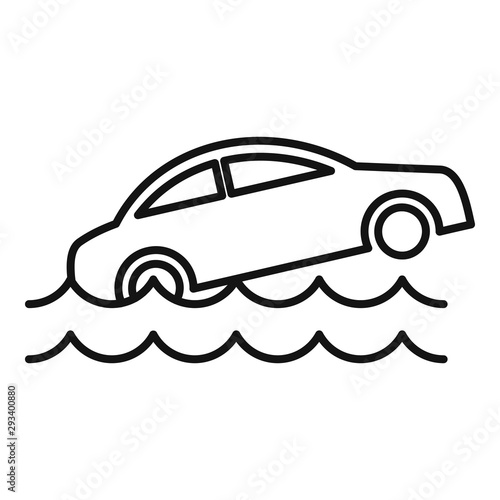 Car flood icon. Outline car flood vector icon for web design isolated on white background