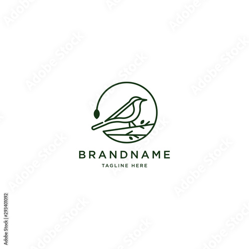 Bird Logo Design Template. Line, Minimalist, Modern, Canary - Vector